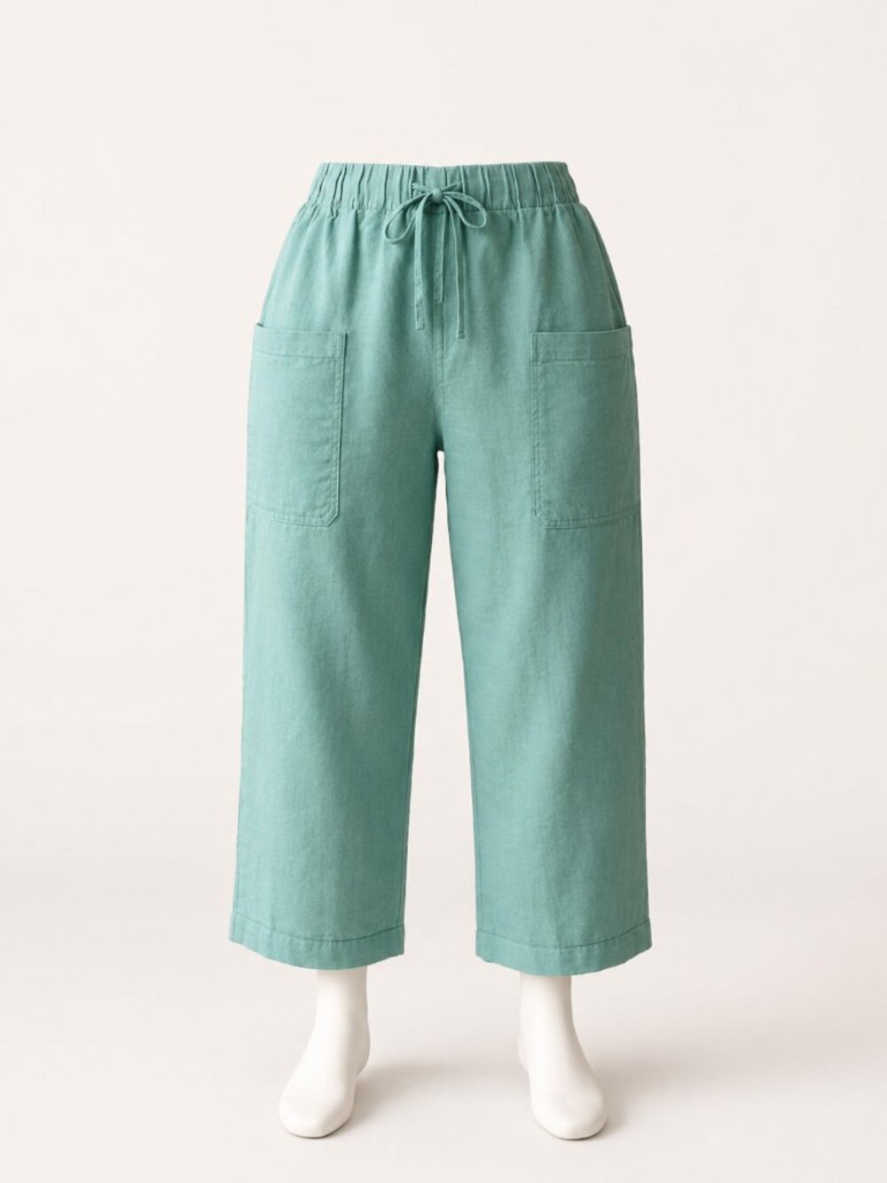 Universal Thread Linen Blend Crop Pants Green M/S NWT Elastic Waist Tie